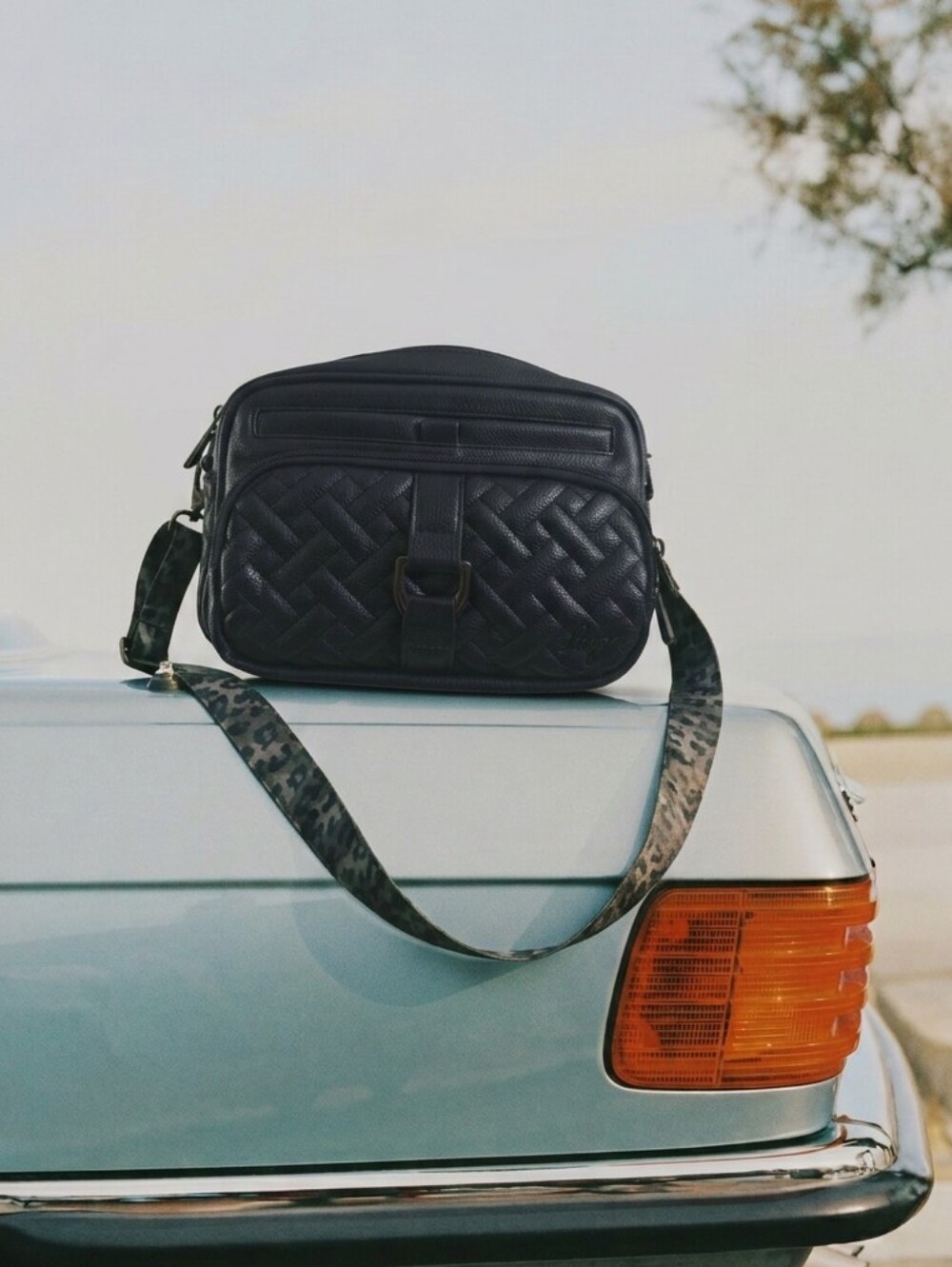 lug Black Quilted Messenger with Camo Strap